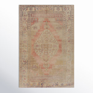 JOSS & MAIN Houston Lutterworth Oriental Hand-Tufted Beige/Dusty Coral Area Rug