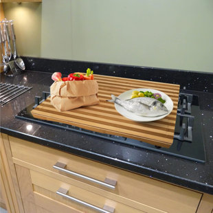 GO APPLIANCE CENTRAL, LLC Bamboo Stovetop Cover&Countertop Cutting Board With Adjustable Legs