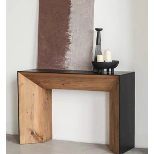 SMI CABINETRY INC Black Rectangular Solid Wood Console Table