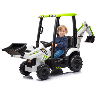 HETOY 4 In 1 Ride On Excavator, 12V Battery Powered Electric Vehicle For Kids With Remote Control