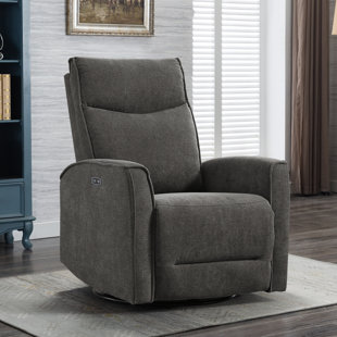 EBERN DESIGNS Dickie 29'' Wide Modern and Soft Touch Fabric Swivel and Glider Power Recliner Chair with USB Port