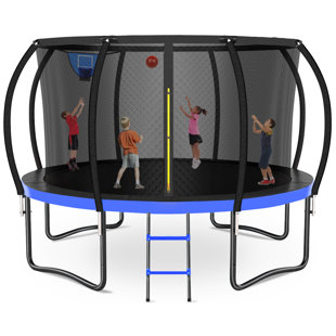 LIZEVINC 14FT Outdoor Trampoline With Basketball Hoop, Safety Enclosure Net, And Anti-Slip Ladder – Easy Assembly, Premium Quality For Kids And Adults