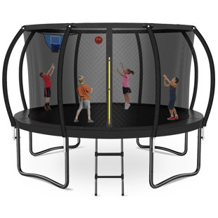 LIZEVINC 12 FT Outdoor Trampoline With Basketball Hoop, Safety Enclosure Net, And Anti-Slip Ladder – Easy Assembly, Premium Quality For Kids And Adults
