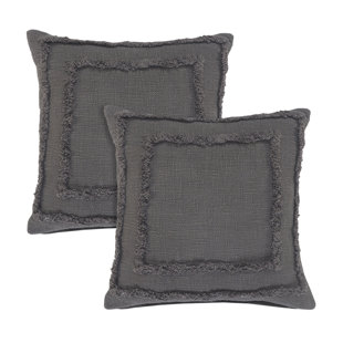 RAJANI HOME Contemporary Solid Overtufted Cotton Throw Pillow Set