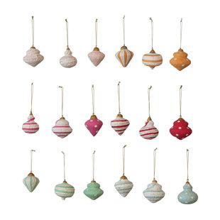 CREATIVE CO-OP Handmade Paper Mache Ornament With Metallic Gold Details