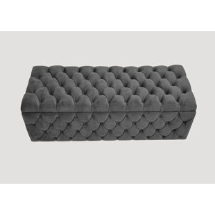 R&M FURNISHERS Lux Italian Plush Velvet Upholstered Storage Bench