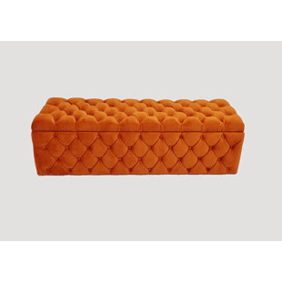 R&M FURNISHERS Lux Italian Large Chesterfield Upholstered Ottoman Storage Box - Soft Plush Velvet Blanket Box