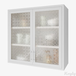 KEYLY INC Wall Mounted Cabinet with Hazy Glass Doors and 2 Adjustable Shelves