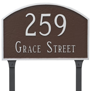 MONTAGUE METAL PRODUCTS INC. Prestige Arch Standard Two Line Address Sign Plaque with Lawn Stakes