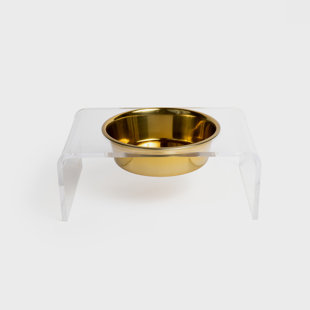 HIDDIN Single Clear Pet Feeder With Gold Bowl