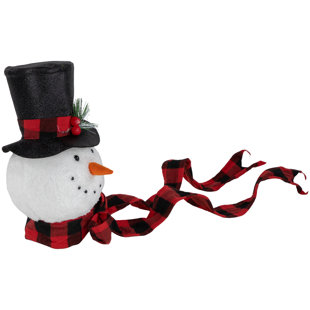 NORTHLIGHT SEASONAL 12" Plush Snowman In Top Hat Christmas Tree Topper