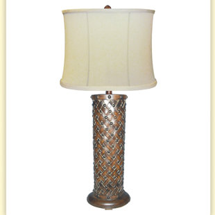 JB HIRSCH HOME DECOR Basket Weave 32" Brown Table Lamp