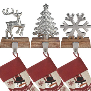 ZAALBA New Set of 3 Christmas Stocking Holders for Mantel – Tree Design