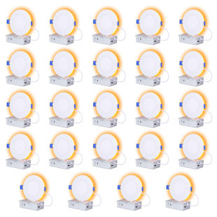 COMILED 4" Recessed Lighting with Night Light, Dimmable, 5CCT, Slim Wafer Downlight, 9 Watt, 24 Pack