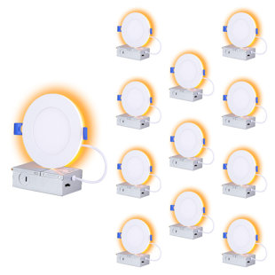 COMILED 4" Recessed Lighting with Night Light, Dimmable, 5CCT, Slim Wafer Downlight, 9 Watt, 12 Pack