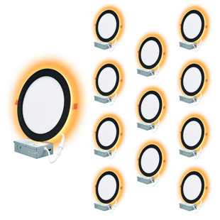 COMILED 8" Black Recessed Lights with Night Light Dimmable & 5 Color Selectable, 12W, 12 Pack