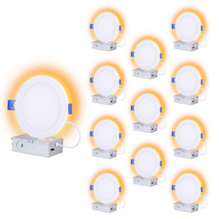 COMILED 6" LED Recessed Light with Night Light Canless Pot Ceiling Lighting, 5CCT, 12W, 12 Pack