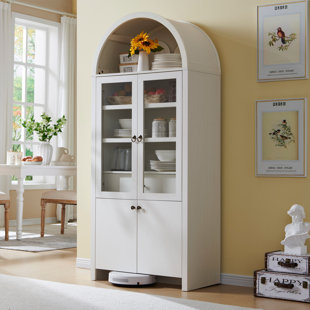 WINSTON PORTER 71" Tall Arched Kitchen Pantry, Modern Kitchen Storage Cabinets with Open & Adjustable Shelves