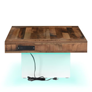 KEYLY INC Coffee Table with Charging Station and LED Light