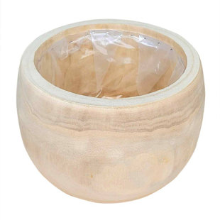 HORTICO ECO Round Indoor Plant Pot for House Plants with Waterproof Liner | Natural Wooden House Planter