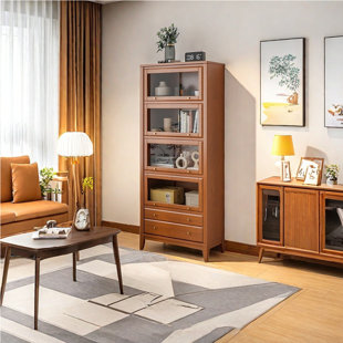 PARTTLION American style solid wood glass door bookcase