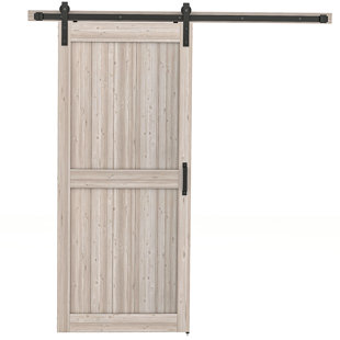 BALCONERA Manufactured Wood PVC Paneled Barn Door With Installation Hardware Kit