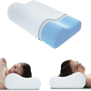 ALWYN HOME Memory Foam Pillow, Neck Contour Cervical Orthopedic Pillow For Sleeping Side Back Stomach Sleeper, Ergonomic Bed Pillow For Neck Pain -Firm