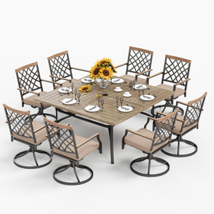 BLOOMSBURY MARKET Andrievs 8 - Person Square Outdoor Dining Set with Cushions