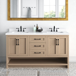 ARI KITCHEN & BATH Venice 60'' Double Bathroom Vanity with Quartz Top