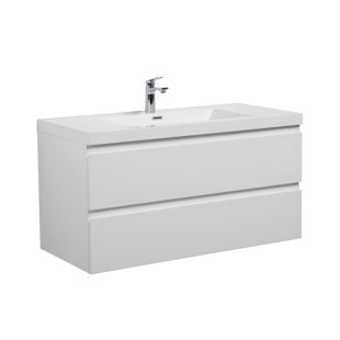 WOODBRIDGE 35-3/8 In.w X 19-5/8 In.d Wall Mounted Floating Vanity With Composite Vanity Top, Led Strips Lights