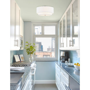 JUSTICE DESIGN GROUP Textile-Classic Tiered Drum Semi-Flush-Linen Fabric Shade -15”L x 15”W x 8.75”H