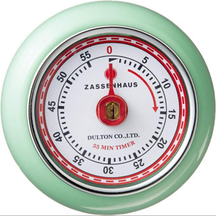 INVENITIAH Zassenhaus Magnetic Retro Kitchen Timer, Classic Mechanical Cooking Timer (Mint Green)