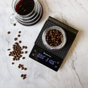 INVENITIAH Kitchentour Coffee Scale With Timer 3Kg/0.1G High Precision Pour Over Drip Espresso Scale With Back-Lit LCD Display (Batteries Included)