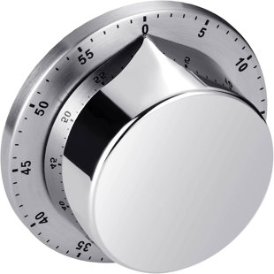 INVENITIAH Kitchen Timers For Cooking, Chef Cooking Timer Clock With Loud Alarm, No Batteries Required, 100% Mechanical Desk Timer - Magnetic Backing, Exquisite Stainless Steel Body Magnetic Timer