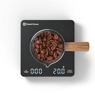 INVENITIAH Mini Coffee Scale With Timer, Maestri House Rechargeable Espresso Scale, 2Kg/0.1G Accurate Scale For Espresso And Pour-Over Coffee, Portable Digital Kitchen Scale With Automatic Timing-Black