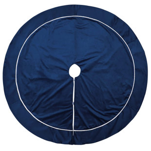 ZAALBA "48" Blue Velvet Plush Christmas Tree Skirt