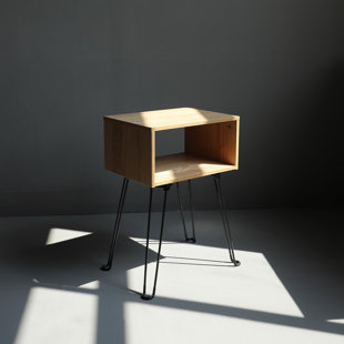 PJCOLL Rattan Nightstand - Boho-Chic Side Table With Solid Metal Feet Wood Beside End Table With Storage For Bedroom Living Room,Single Layer With Drawer