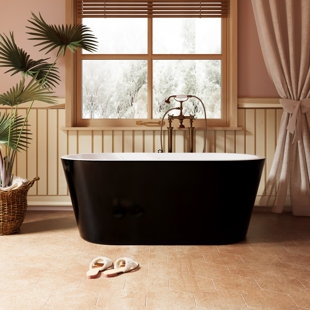 YORKHOMO 55.12'' X 27.56'' Freestanding Soaking Acrylic Bathtub