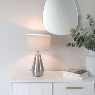 FAIRMONT PARK Jax Metal Dimmable Touch Table Lamp with Fabric Drum Shade with LED Bulb