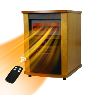 REALSMART Infrared Heater 1500W Cabinet Space Heater with 4 Elements, Thermostat, Remote Control and Timer