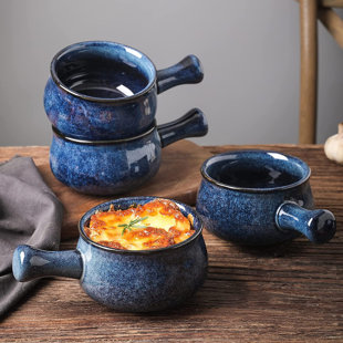 ROSECLIFF HEIGHTS French Onion Soup Bowls With Handles, 26 Ounce For Soup, Chili, Beef Stew, Chip Resistant, Dishwasher Microwave Safe, Set Of 4