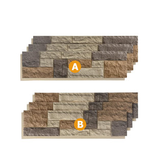 HOMEIBRO Faux Stone Wall Covering Panels for Interior and Exterior Decor Panels in England Brown (6 pack)