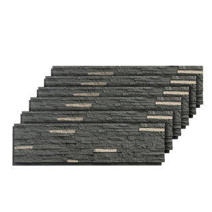 HOMEIBRO Faux Stone Wall Covering Panels for Interior and Exterior Decor Panels in Tarzan (6 pack)