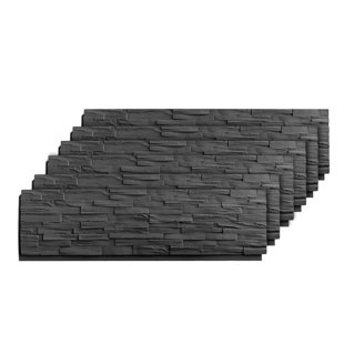 HOMEIBRO Faux Stone Wall Covering Panels for Interior and Exterior Decor Panels in Roman Wood (6 pack)