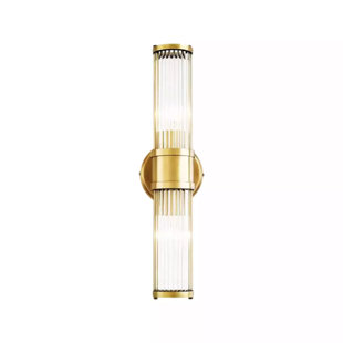 FAIRMONT PARK Angelica - Double Gold Brass Glass Wall Light-Modern Candlelight Wall Lamp – Gold Stainless Steel Bedside Sconce Light Fixture
