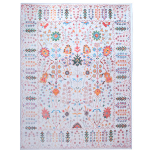 KALILI RUGS Modern Ivory Oushak Machine Washable Area Rug Built-in Padding & Non-Slip Backing