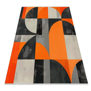 LARK MANOR Teppich Stokes in Schwarz/Orange/Grau