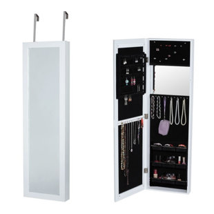 FAMIS CORP 14'' Wide Wall Jewelry Armoire with Mirror