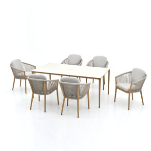 MURCANO Turin 6 - Person Rectangular Outdoor Dining Set with Cushions