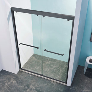HBEZON Siva 60 In. W X 76 In. H Framed Sliding Shower Door With 5/16" Tempered Clear Glass
